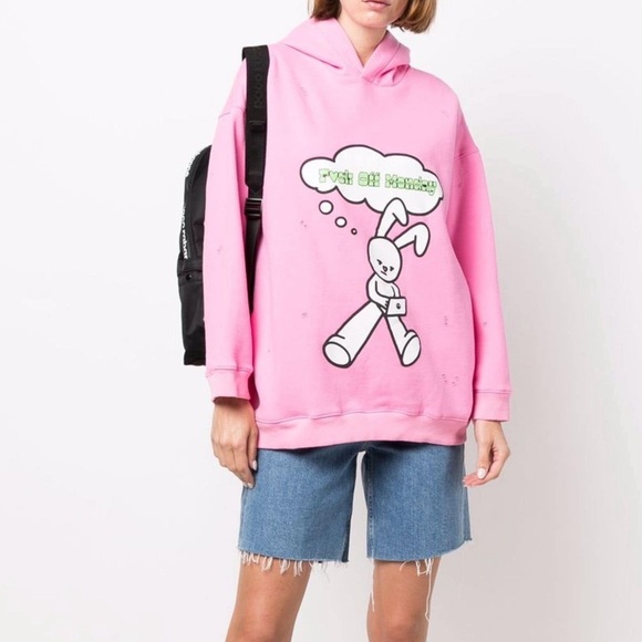 Natasha Zinko rabbit-print long-sleeved hoodie Size XS - Picture 1 of 8